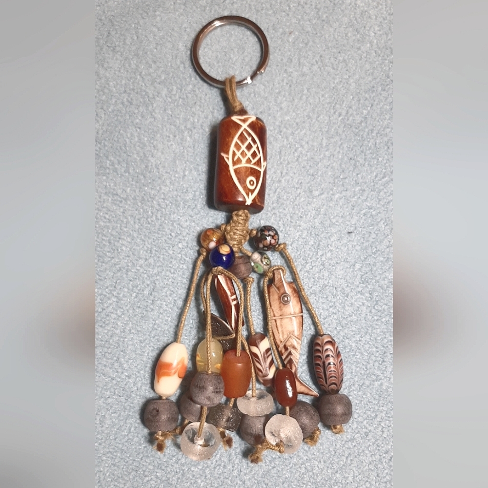 Wood Keychain w/ Charms